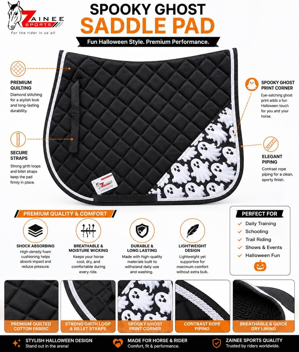 Halloween English Saddle Pad Set Black Orange