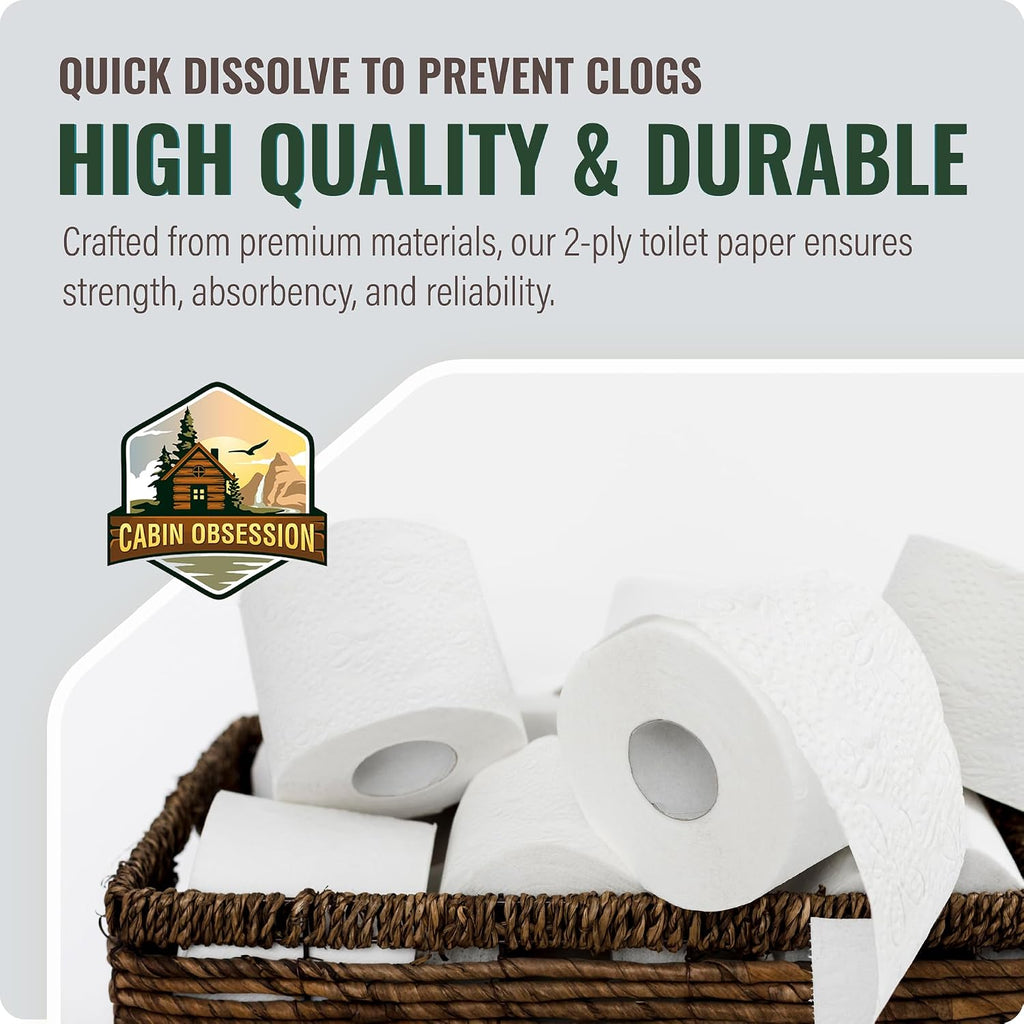 Septic Safe Toilet Paper (12 Pack) 2 Ply Rapid Dissolving Toilet Tissue