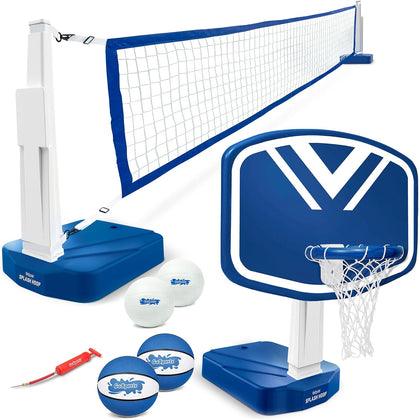 Splash Hoop 2-in-1 Pool Basketball Hoop & Volleyball Net Game Set