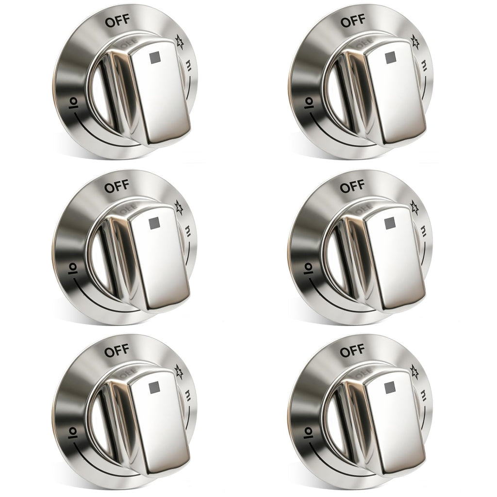 6pcs Range Control Knob Replacement Compatible with Electrolux Cooktop E30DF74TPSA E30GF74TPSA E30GF74TPSB E36DF76TPSB Gas Range Replace#: 318242275 3513943 AP5809411 PS9495232 EAP9495232