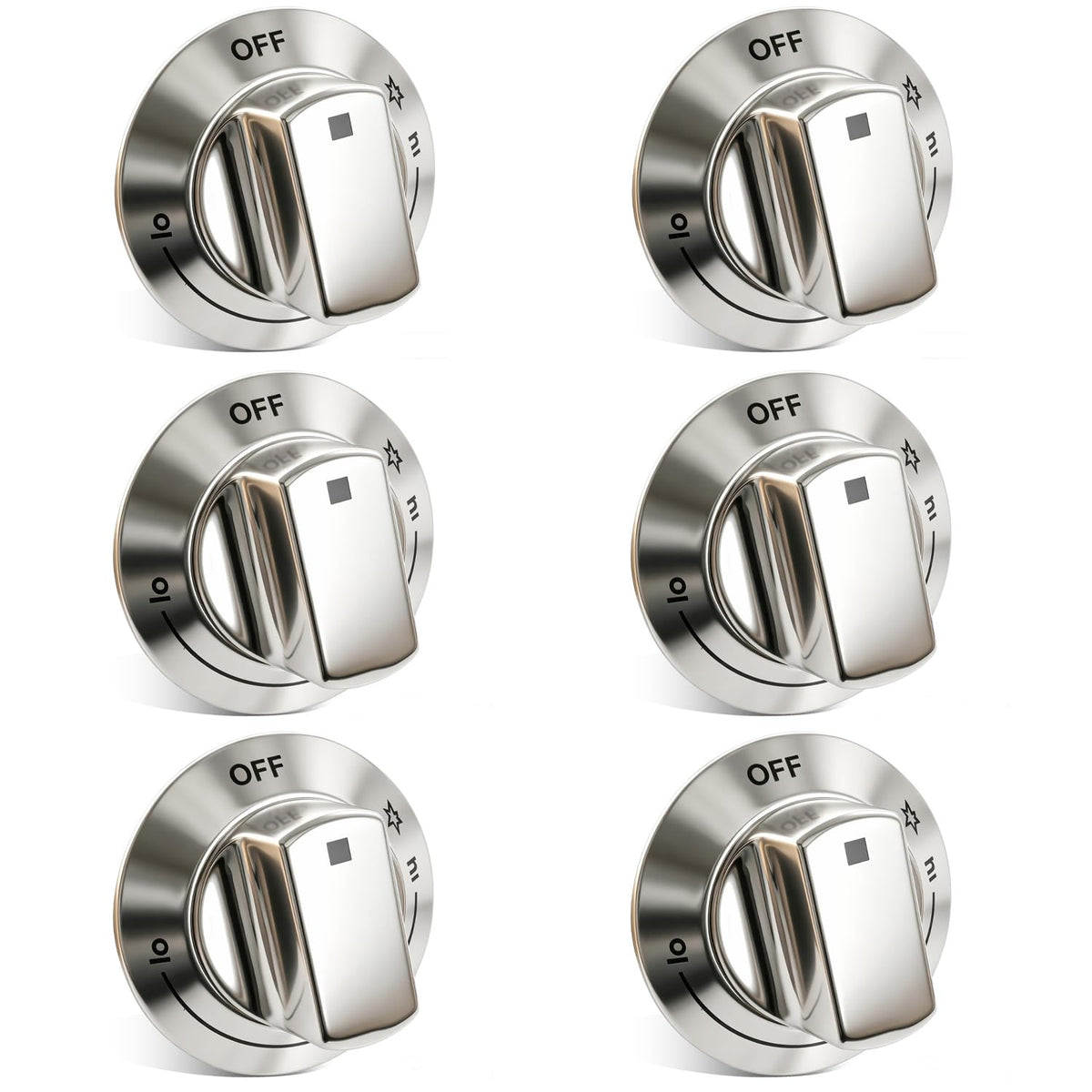 6pcs Range Control Knob Replacement Compatible with Electrolux Cooktop E30DF74TPSA E30GF74TPSA E30GF74TPSB E36DF76TPSB Gas Range Replace#: 318242275 3513943 AP5809411 PS9495232 EAP9495232