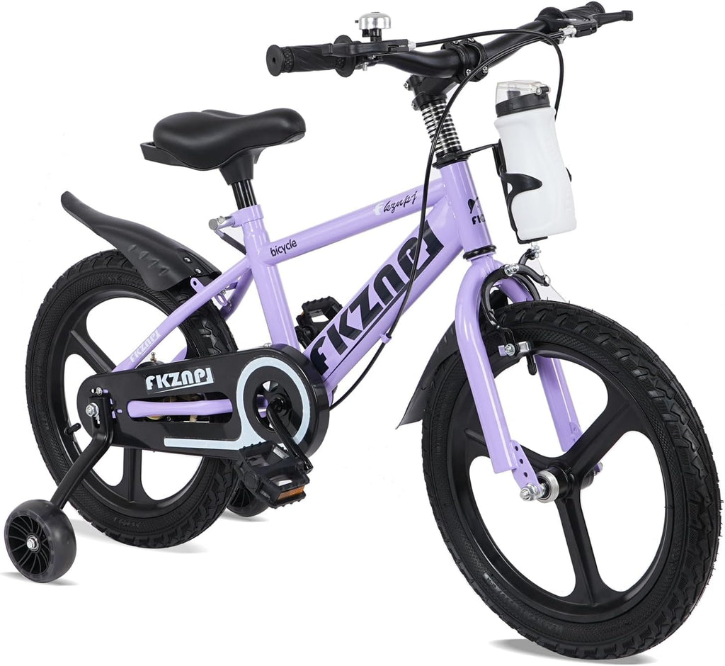 Kids Bike with Training Wheels, 16 18 Inch Children Bicycle for Girls Boys, High Carbon Steel Frame & Water Bottle
