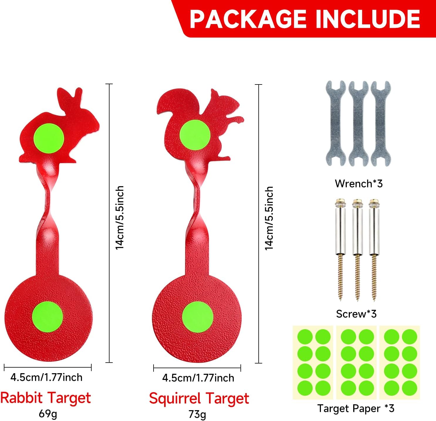 BB Gun Targets Set Hunting & Shooting Targets Spinning Steel - Bear, Bird, and Rooster Sets Three Different Designs