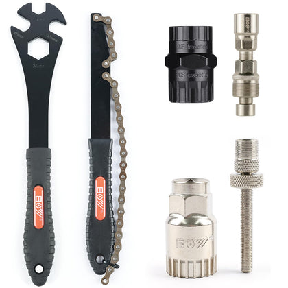6-in-1 Bike Repair Tool Kit with Freewheel and Cassette Lockring Removal, Crank Puller, Multifunction Pedal Wrench