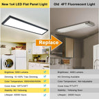 2 Pack 1x4 LED Flat Panel Light Surface Mount Black, 5500LM 50W