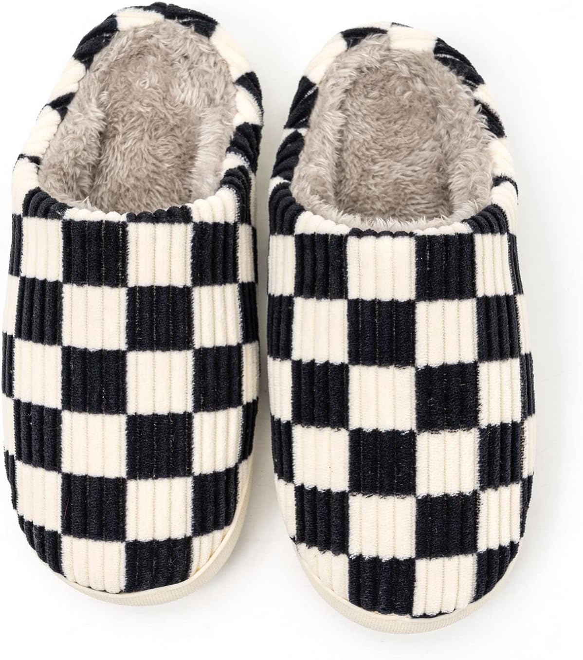 House Slippers for Women & Men - Fuzzy, Casual Indoor/Outdoor Shoes with Memory Foam & Faux Fur Lining