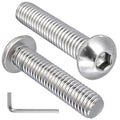 VGBUY 12Pcs 3/8-16 x 1-3/4" Button Head Socket Cap Bolts Screws, 304 Stainless Steel 18-8, Allen Hex Drive, Bright Finish, Fully Threaded, Hex Spanner Included