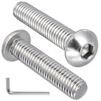 VGBUY 12Pcs 3/8-16 x 1-3/4" Button Head Socket Cap Bolts Screws, 304 Stainless Steel 18-8, Allen Hex Drive, Bright Finish, Fully Threaded, Hex Spanner Included