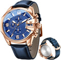 Mens Leather Watches Fashion Simple Casual Chronograph Watch for Men | Leather, Analog Quartz, Luminous, 30M