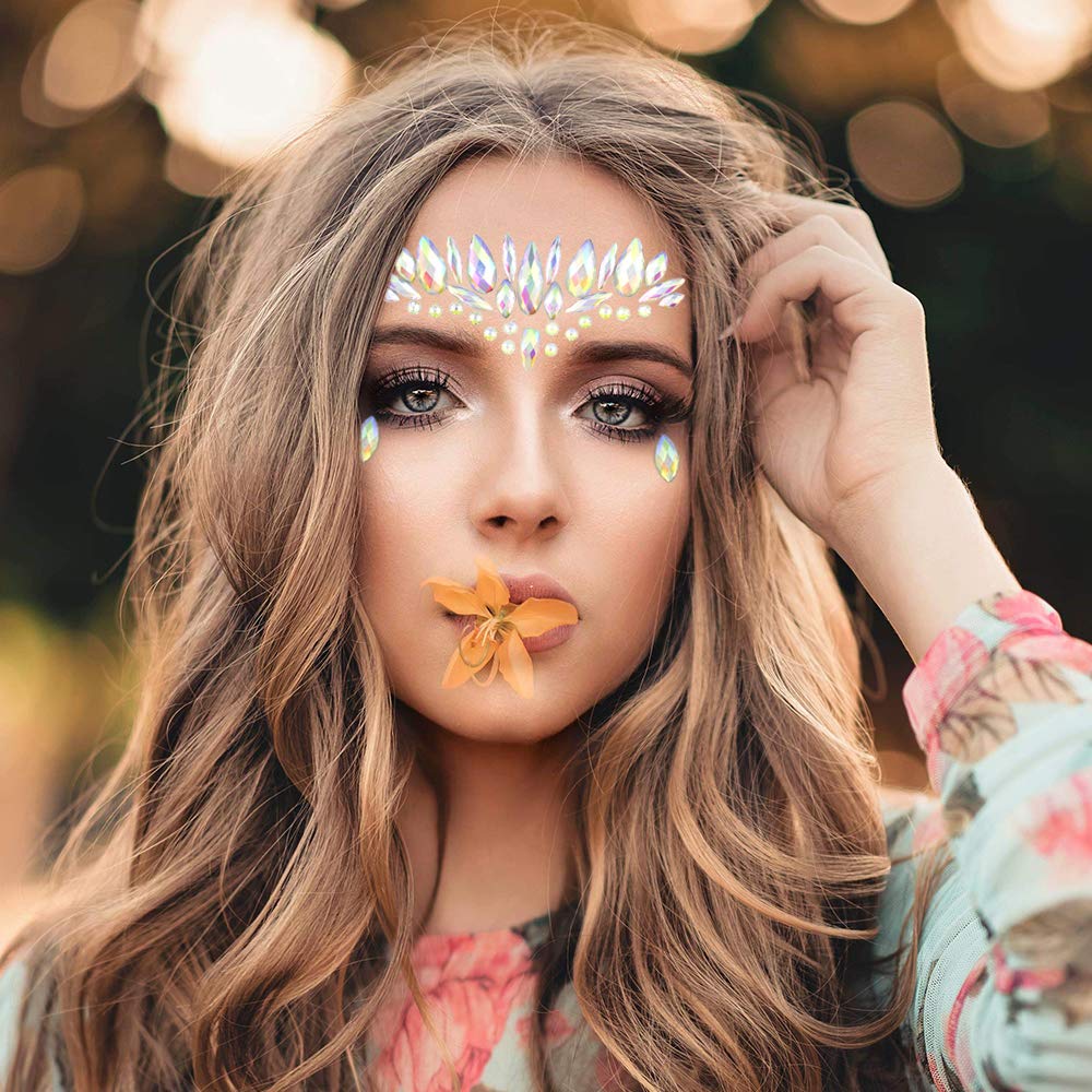Noctilucent Face Gems Luminous makeup Temporary Tattoo Stickers Acrylic Crystal Glitter Stickers Face Jewels Rainbow