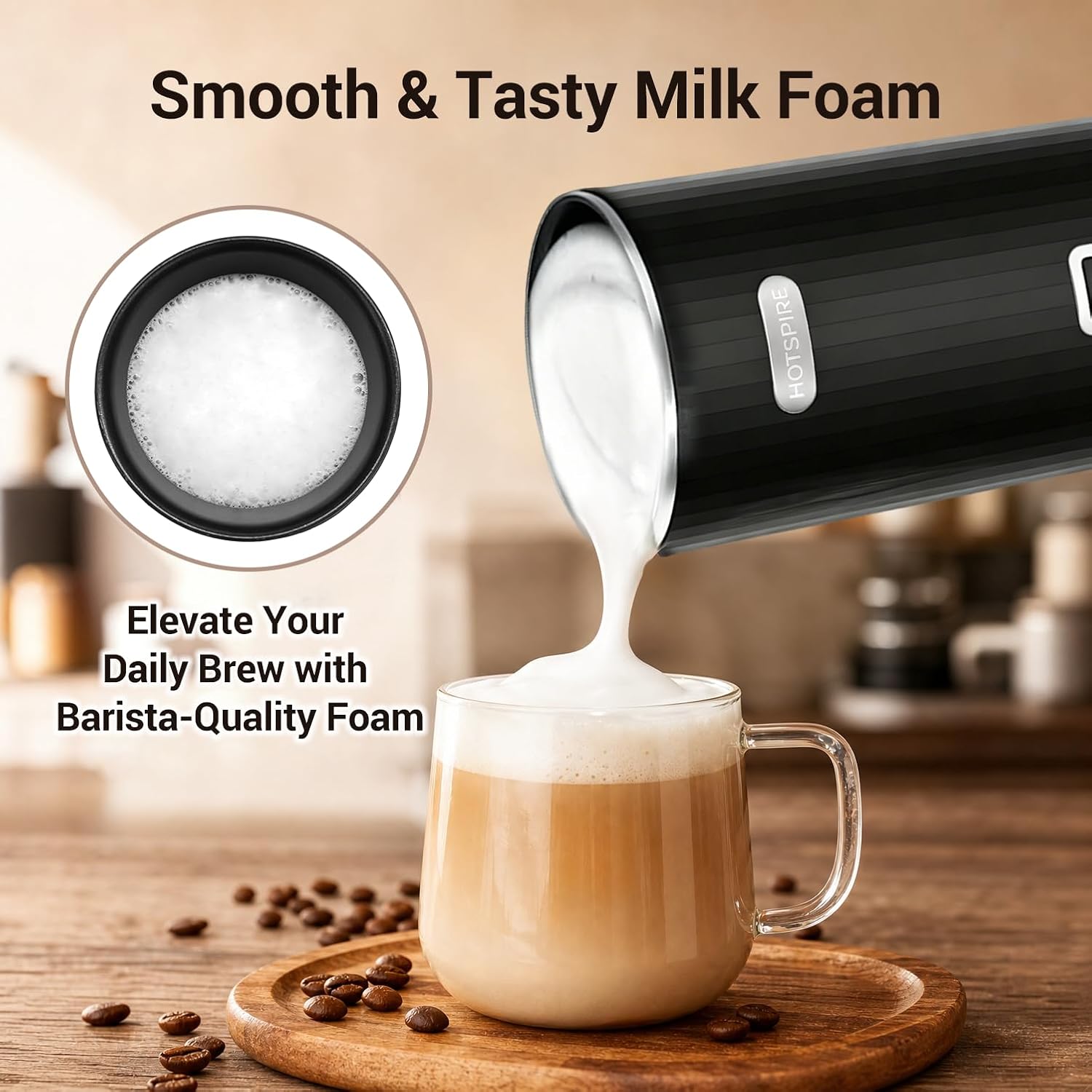 Milk Frother and Steamer, 6-in-1 Electric Milk Frother, Automatic Hot & Cold Foam Maker, Stainless Steel Nonstick