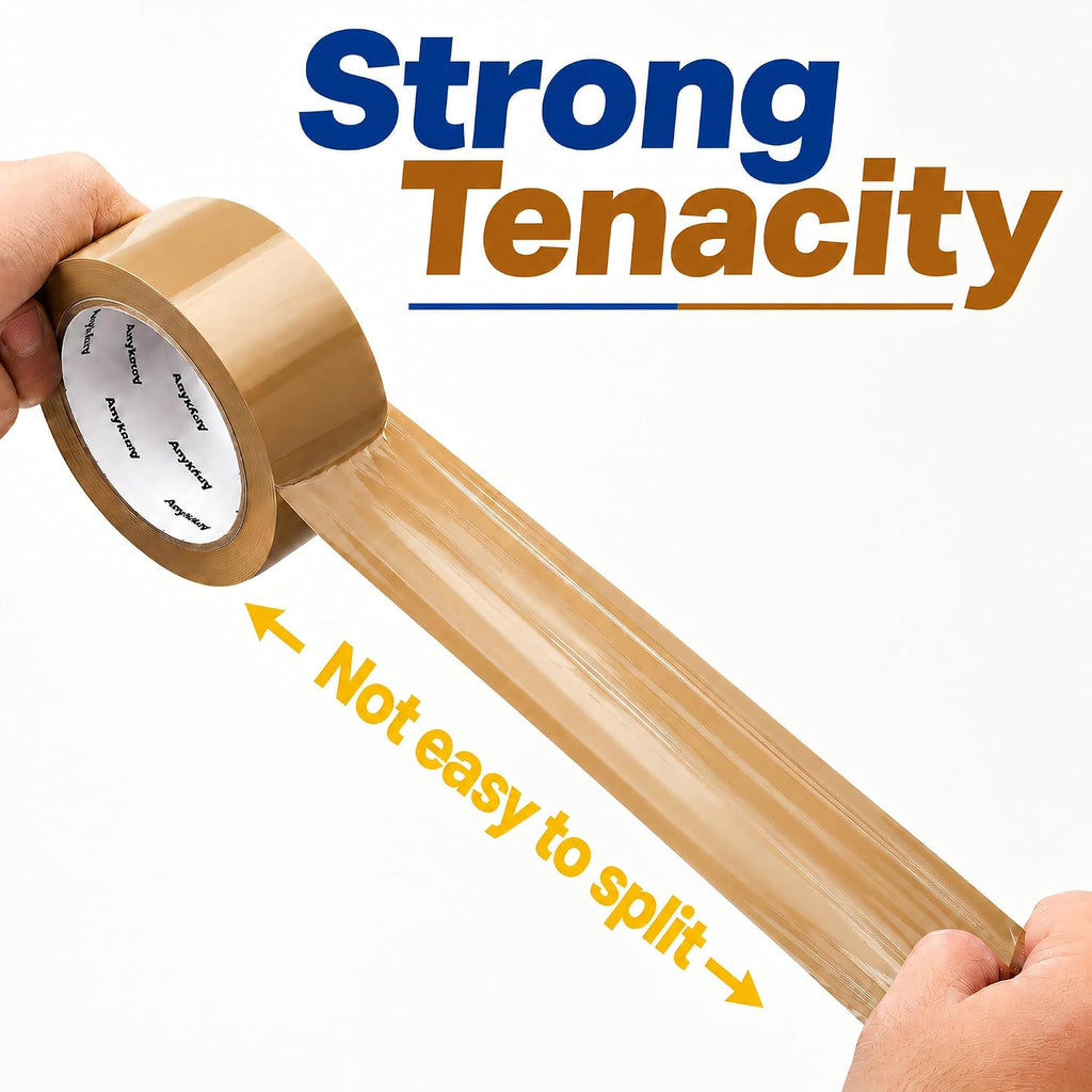 Heavy Duty Brown Packing Tape with Dispenser 1.88 In x 60 Yds 6 Rolls | Strong Adhesive Packaging Tape, Shipping Tape