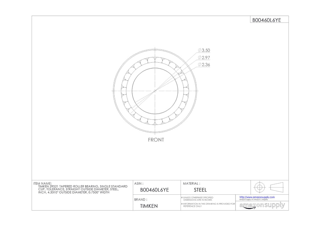 Timken Tapered Roller Bearing Cup - 29521