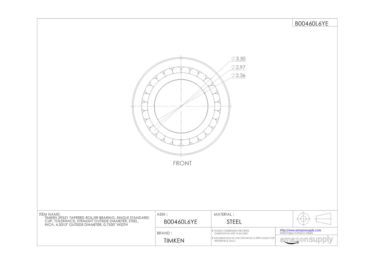 Timken Tapered Roller Bearing Cup - 29521