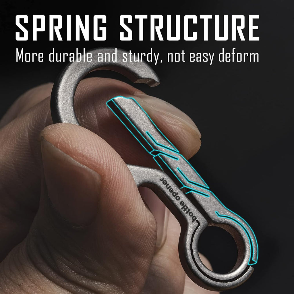 KM01 Titanium EDC Keychain Clip with Bottle Opener | Quick Release Carabiner Key Ring Holder, Compact Pocket Tool