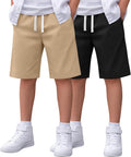 Boys School Uniform Shorts | Pull On Bermuda Shorts, Flat Front Performance Design, Drawstring Waist with