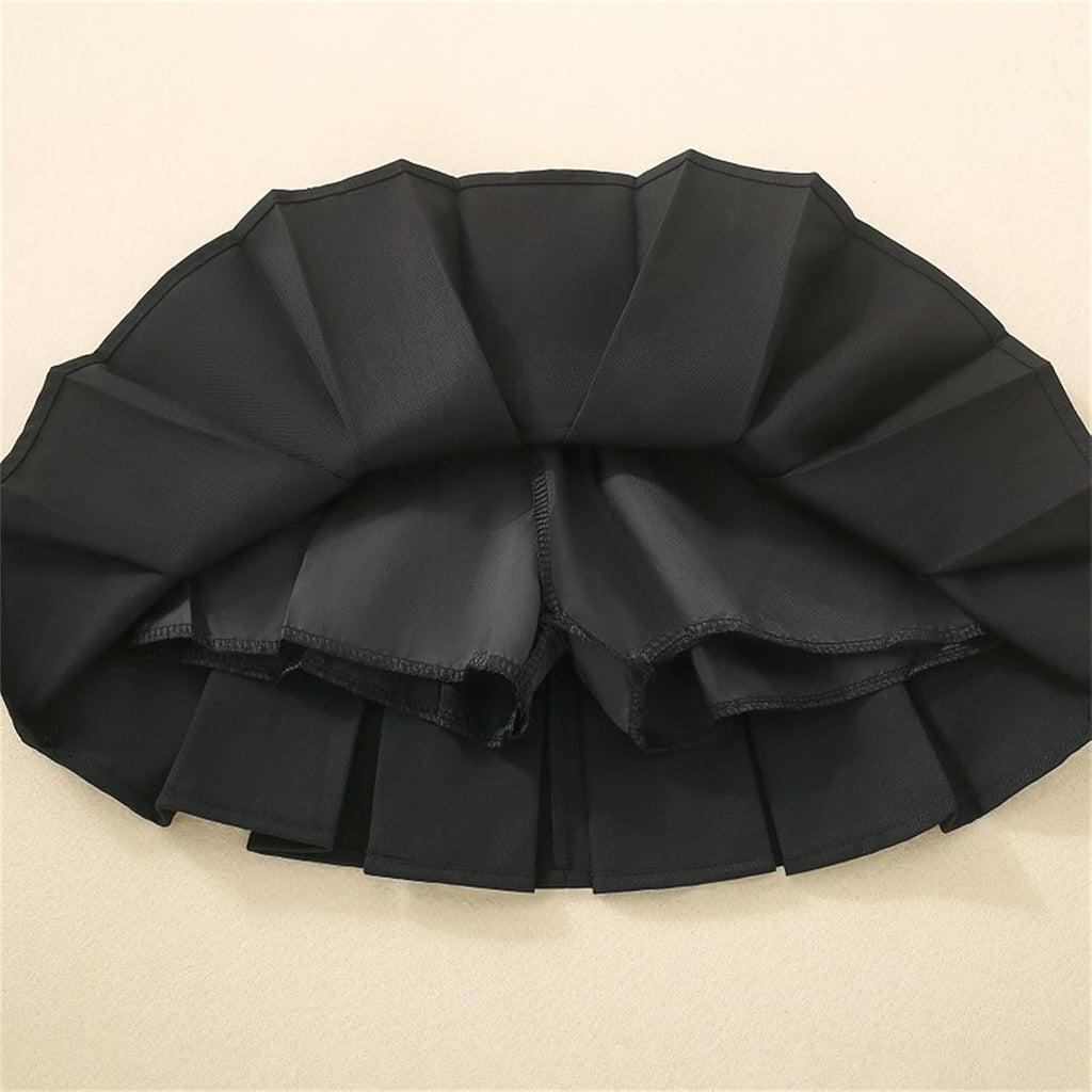 Uniform Skirts for Girls Cute Kids Bow Pleated Skirt Elastic High Waist A-Line Tennis Goft Skort Tween Clothes 3-14Y