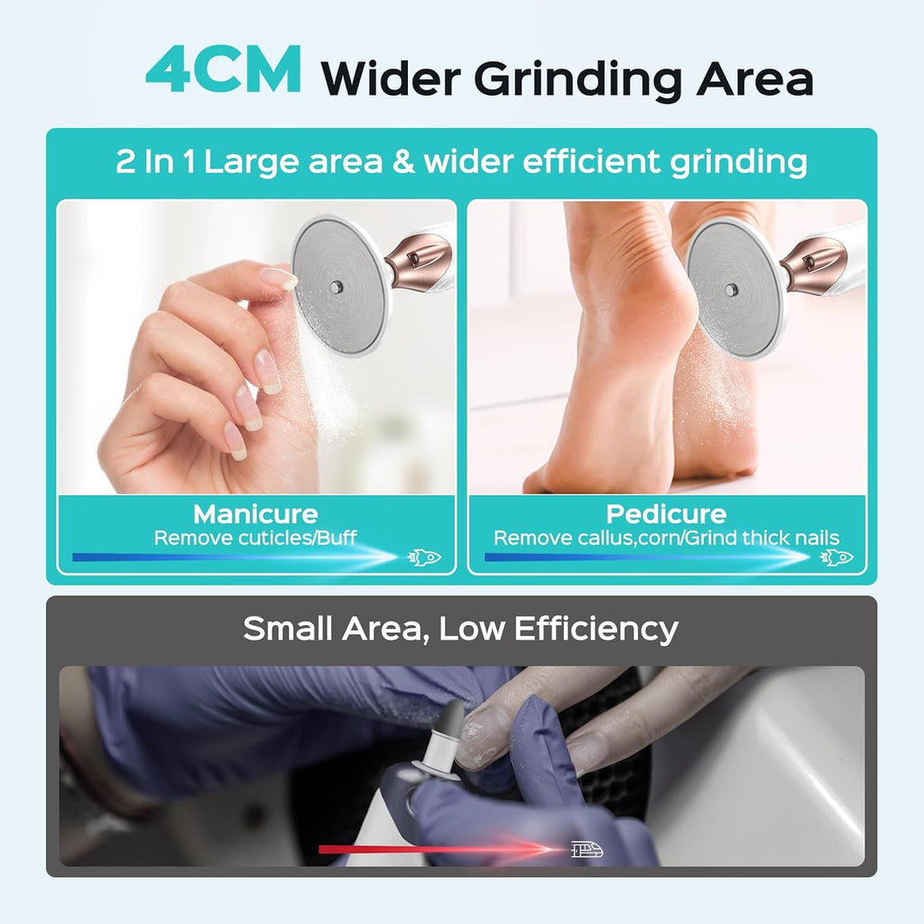C43 Professional Manicure Pedicure Kit, Upgrade Wider Grinder, White