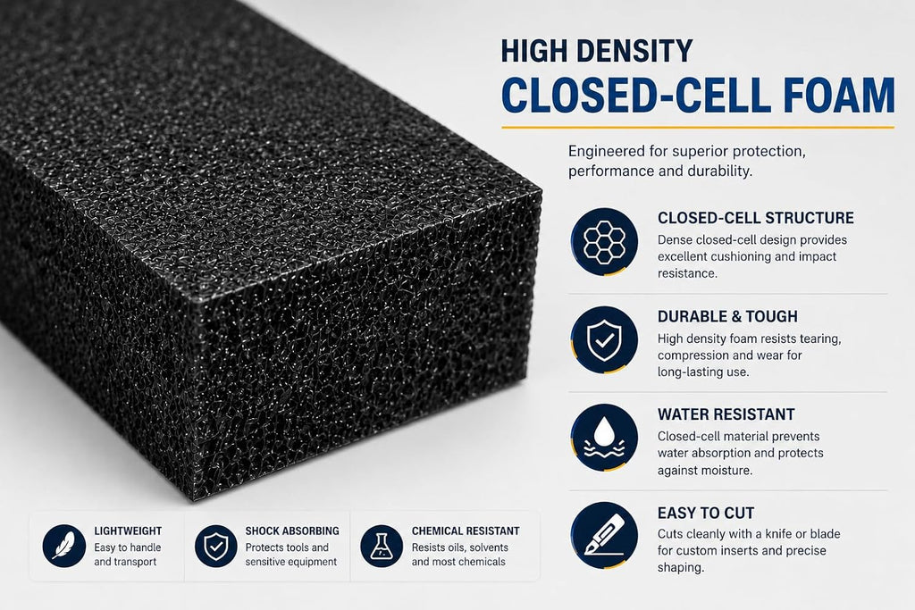 Polyethylene Foam Sheets 16 x 12 x 2 Inch, Closed Cell PE Foam, Tool Box & Case Insert, Black, 2 Pack