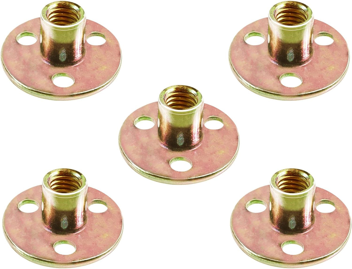 5pcs M12 Round Base T-Nuts, 24mm Height, 40mm Flange