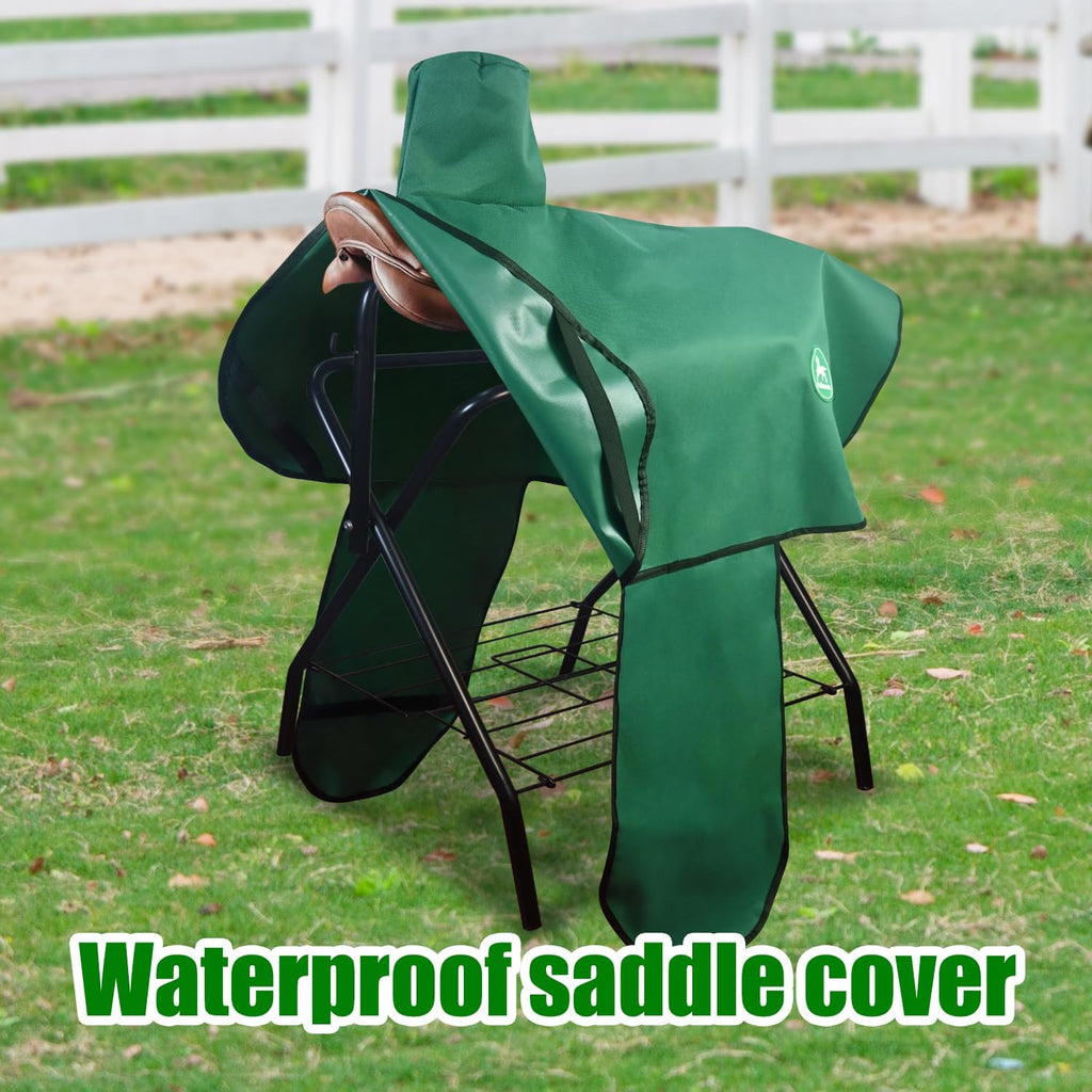 Western Saddle Cover with 6 Elastic Straps（Green）