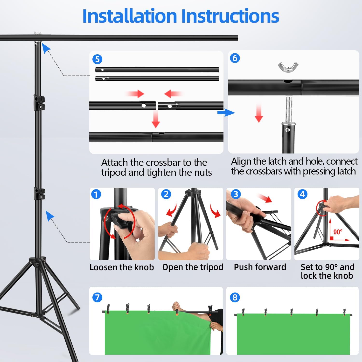 Green Screen Stand 7x5 ft(HxW) with 6.5x5 ft Backdrop Kit | Chromakey