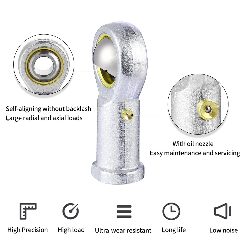 ZOWZEA 2Pcs PHSB6 Rod End Bearing 3/8 Inch Bore Pre-Lubricated 3/8-24 Female Thread Right Hand Heim Joint with Jam Nuts