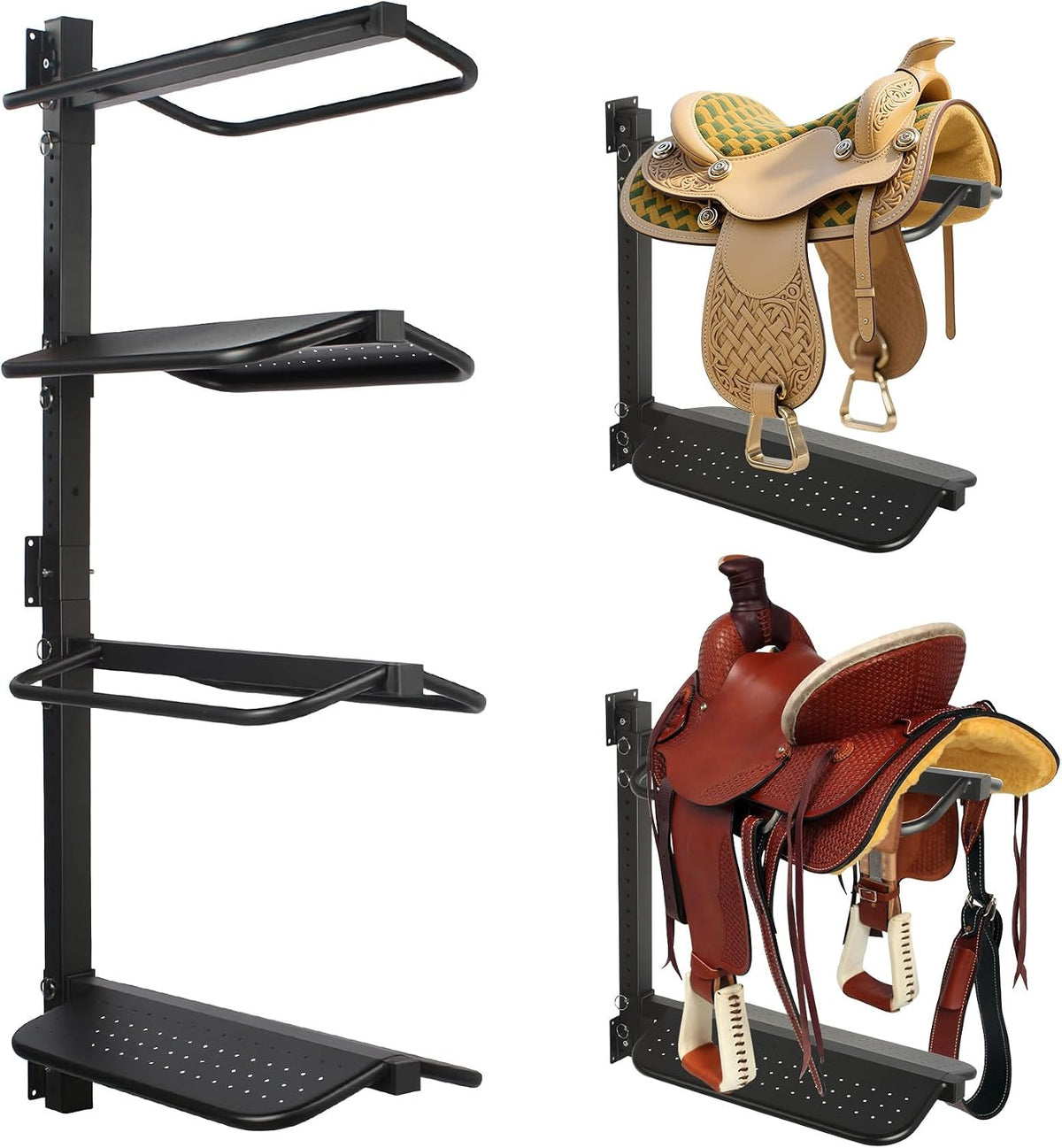 4 Tier Saddle Rack Wall Mount Detachable, Heavy Duty Saddle Stand