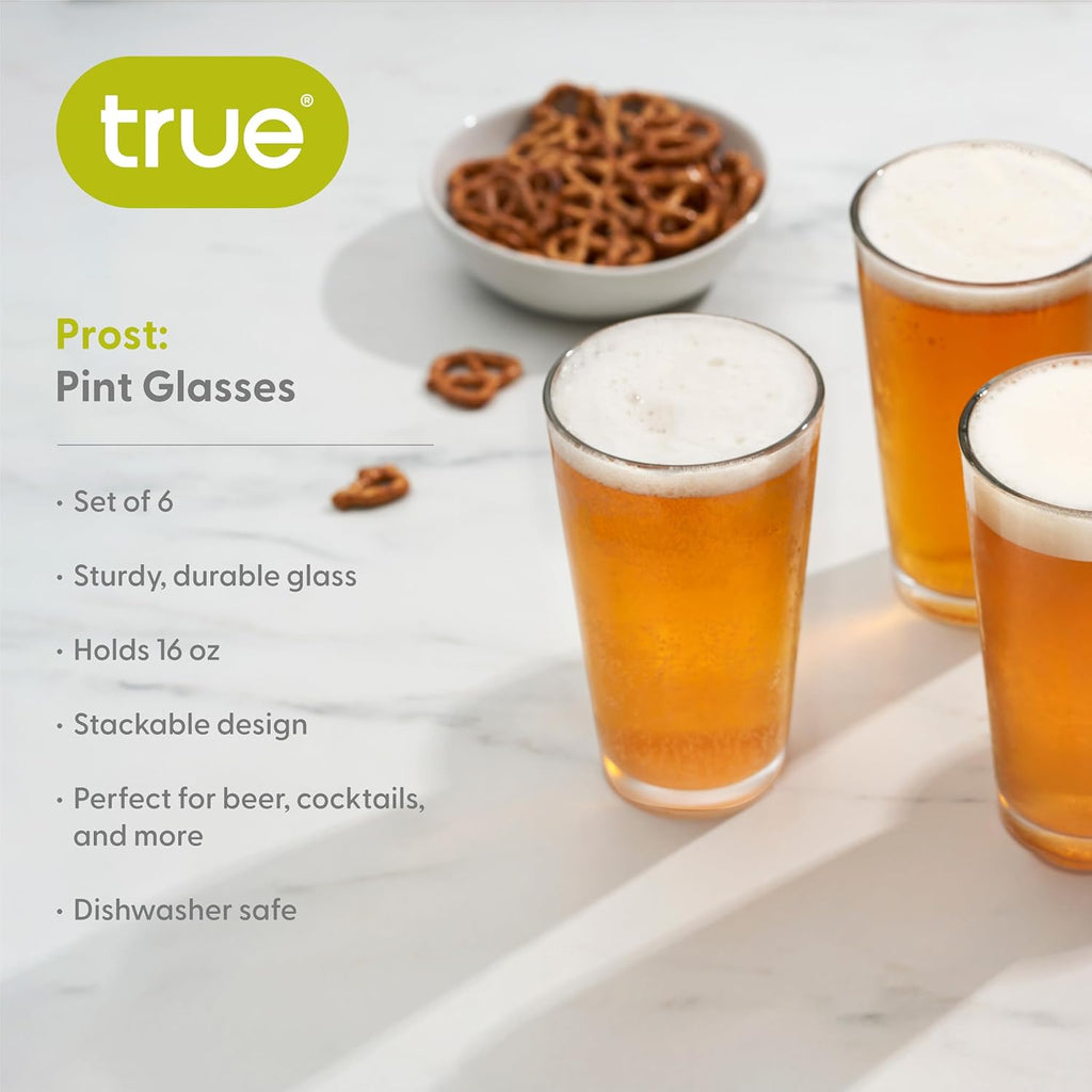Stackable Beer Glasses, Pint Glasses for Beers, Water, Iced Coffee, Cocktails, Game Night, Beer Gifts for Men, BBQ