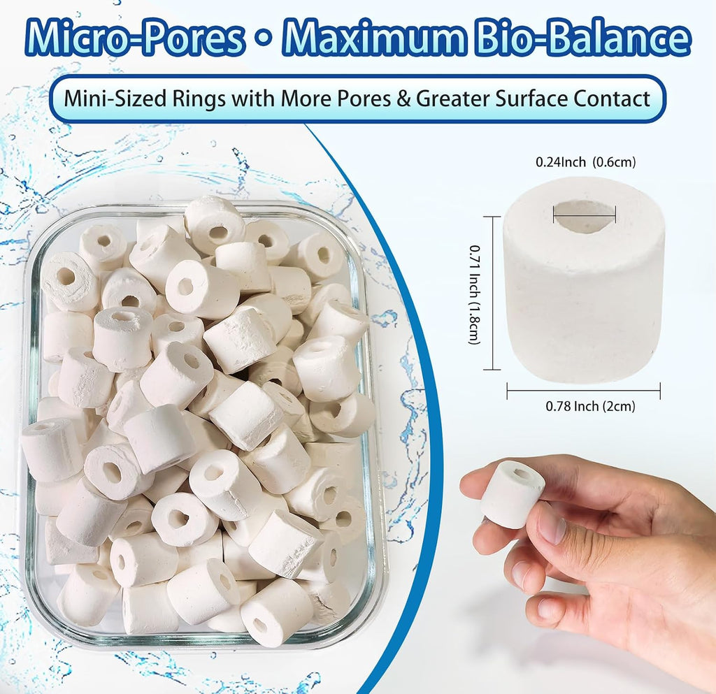 Aquarium Bio Ceramic Rings 2 lbs Filter Media for Pond Canister Reef Tank