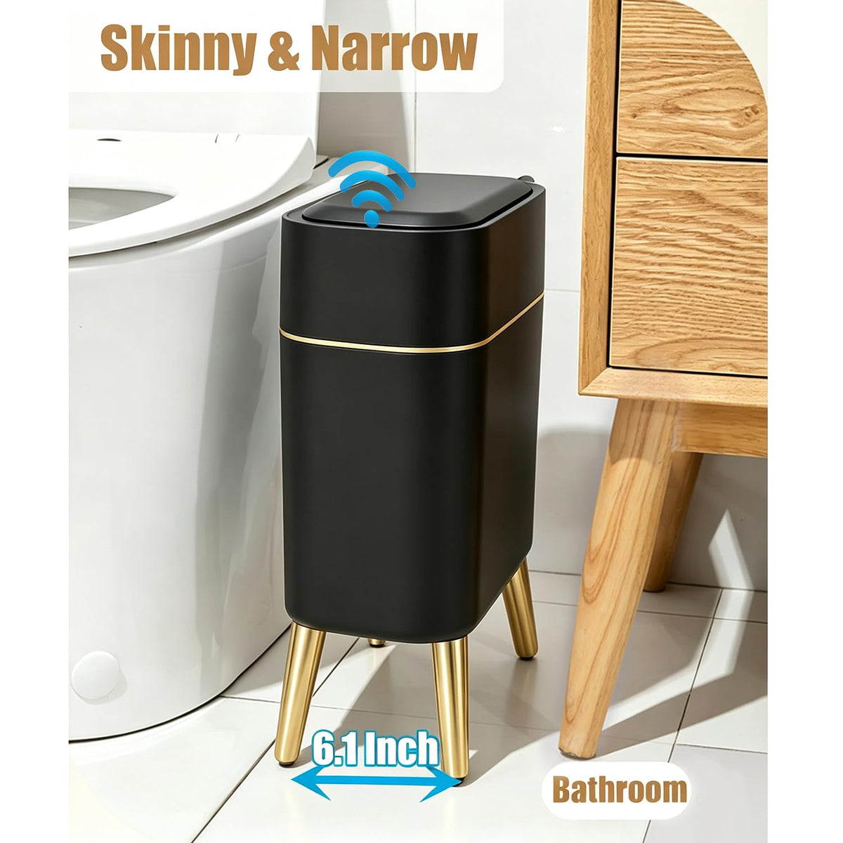 Bathroom Trash Can Automatic Touchless - Modern Smart Trash Bin