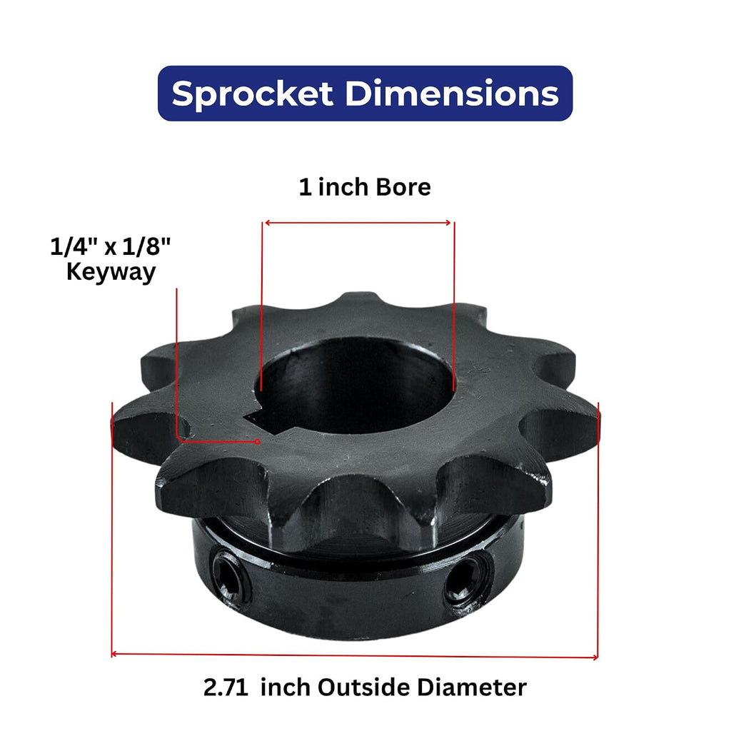 Jeremywell #50 Roller Chain Sprocket, 12 Tooth B-Hub, 1" Bore