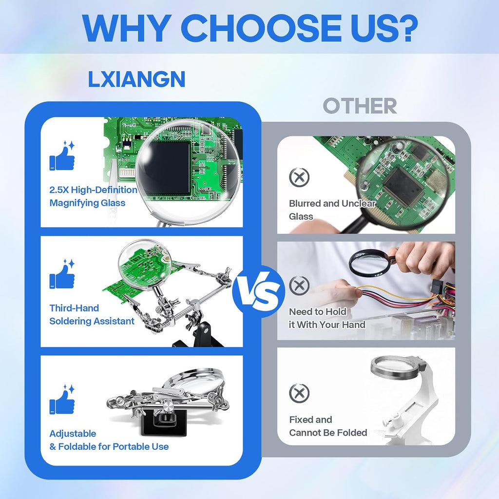 LXIANGN 2.5X Magnifying Helping Hands Soldering Station