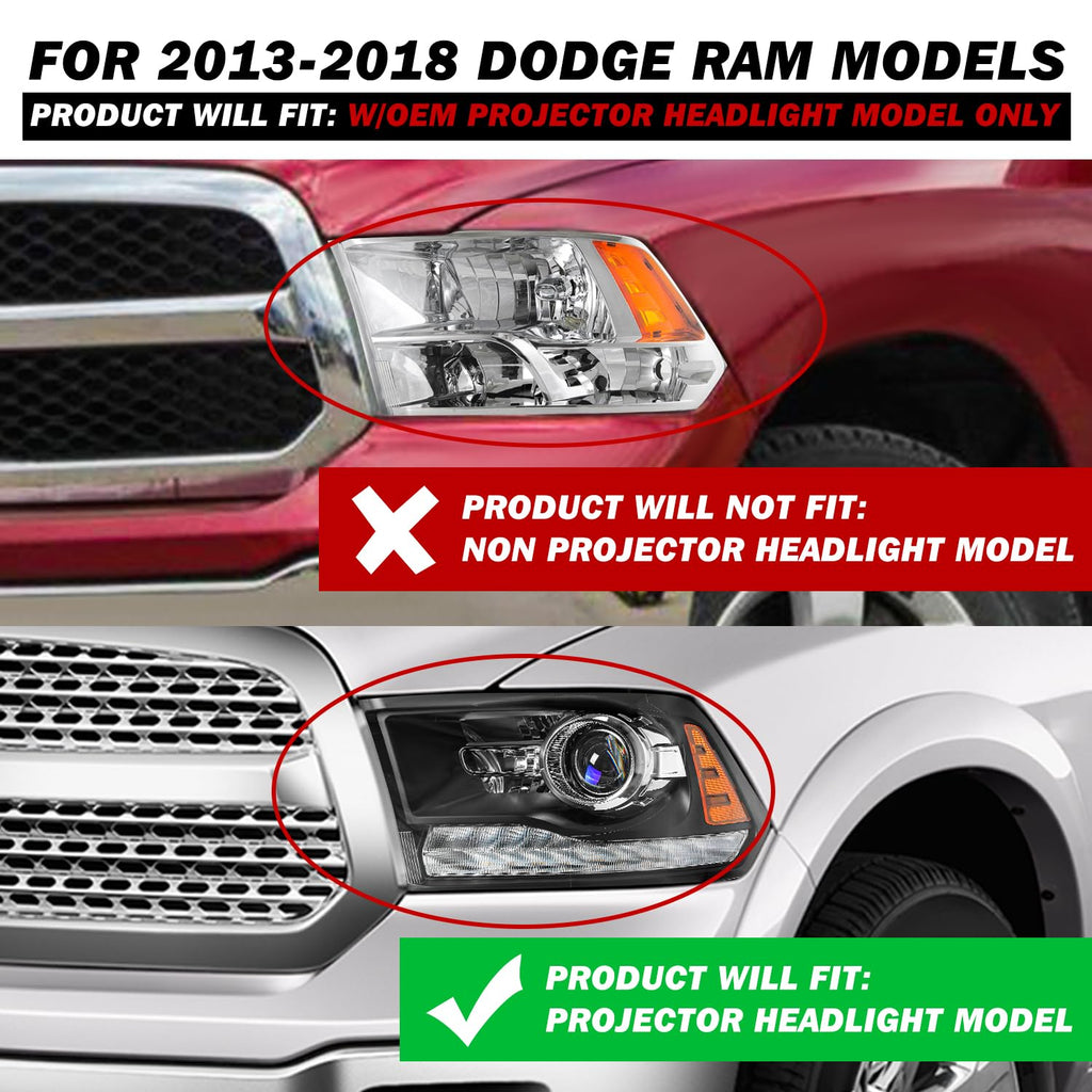 Headlights Fit for 2013-2018 Dodge Ram 1500 2500 3500