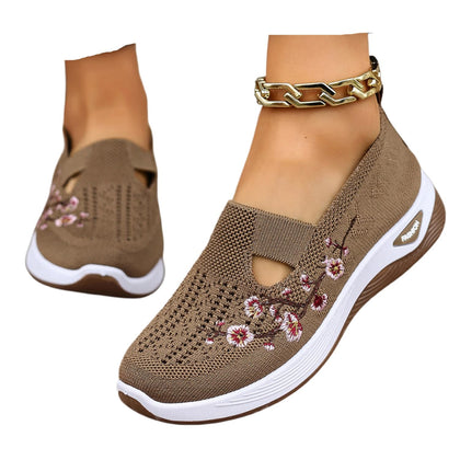Orthopedic Shoes for Women 2026,Knit Floral Wide Width Breathable Slip On Sneakers Arch Support Lightweight Wedge