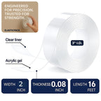 Double Sided Nano Tape, 2 in Wide, Heavy Duty Wall Mounting, Heat Resistant