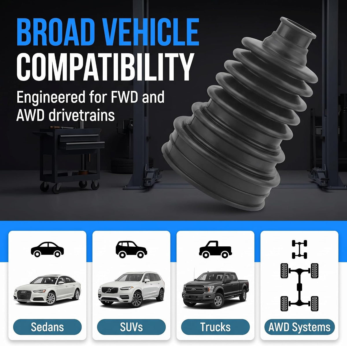 2PCS CV Boot Repair Kit Universal CV Axle Boot with Clamps