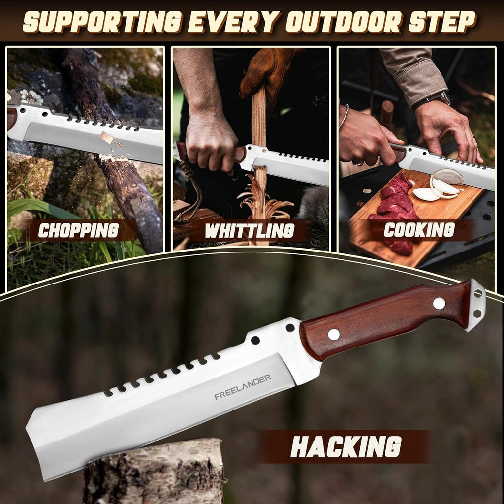 Machete for Cutting Trees, Survival Hunting Machete with Sheath | Heavy Duty Hunting Knife for Yard Work, Full Tang