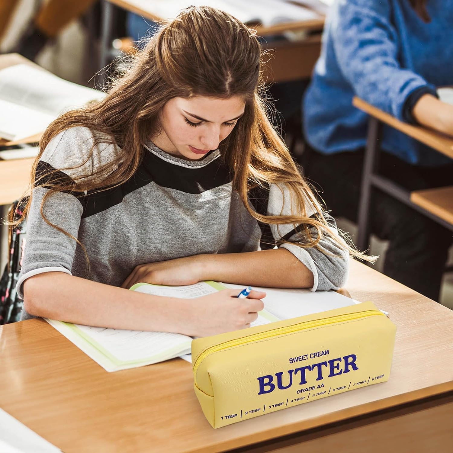 Funny Butter Sticks Soft Pencil Case Pouch College School Supplies | Pencil Box with Zipper for Teen Girls Boys Women
