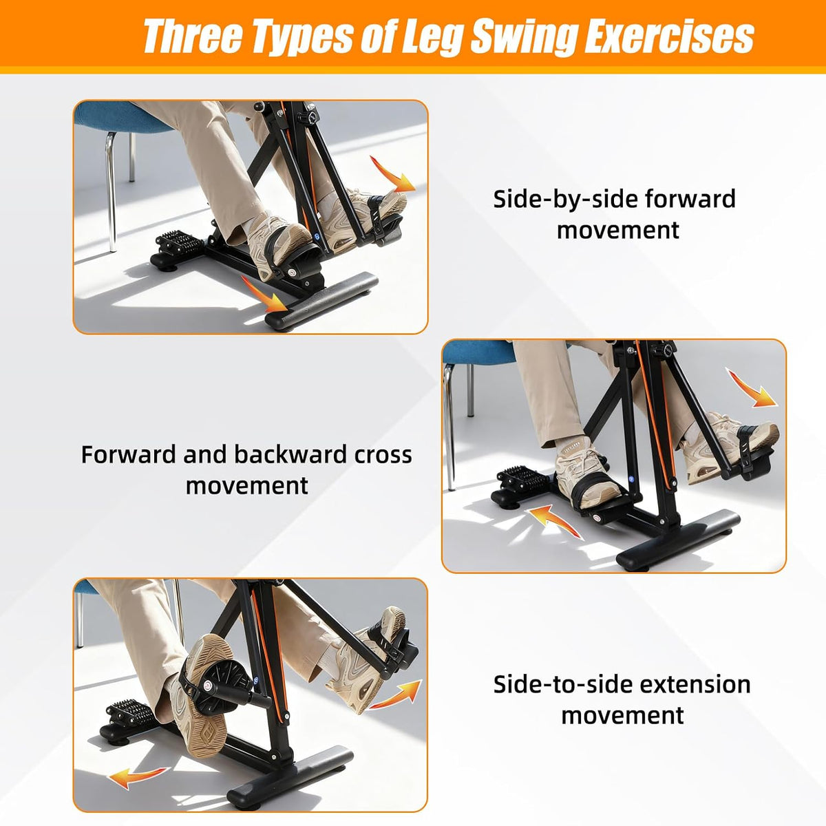 Arm and Leg Pedal Exerciser for Seniors - Seated Pedal Exerciser with Leg Swing Exercise, Arm Rope Pull Exercise&Foot