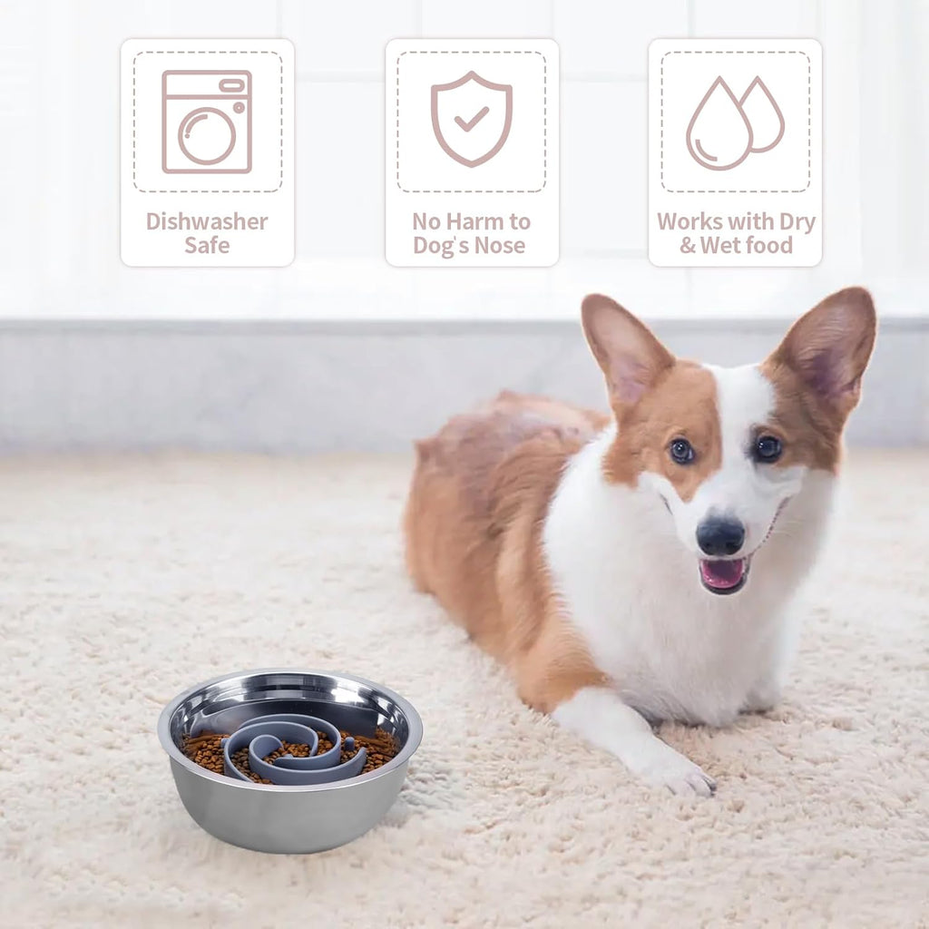 Slow Feeder Dog Bowls Insert, Bestalk Soft Silicone Slow Eating Feeder Insert with Suction Cups for Small, Medium and