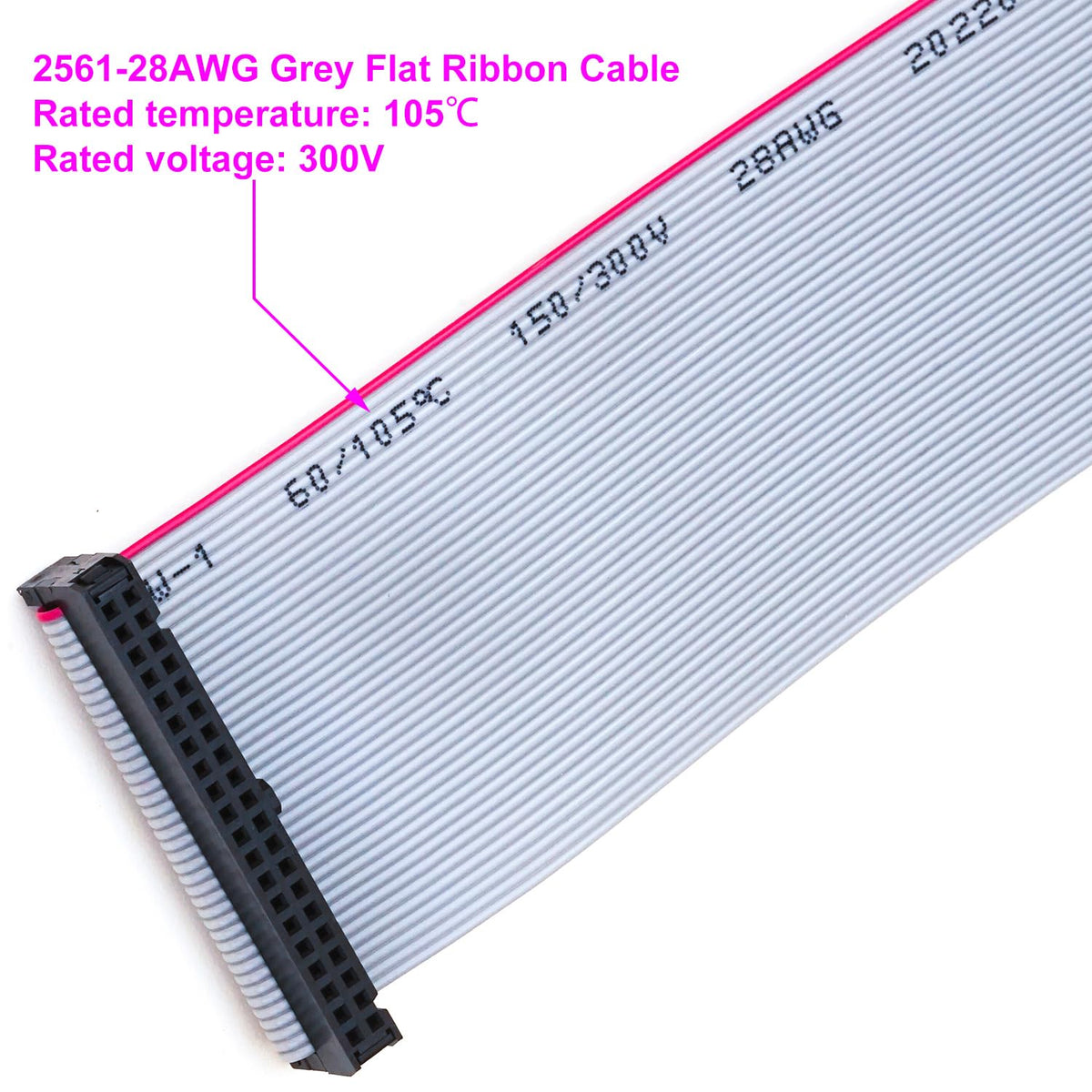 Keszoox 2.54mm IDC Flat Ribbon Cable with FC 6/8/10/14/16/20/26/30/34/40P Dual Row IDC IDE Connector Socket, FC 40-Pin Female to Female IDE Extension Cable 30cm 1PCS (FF40-30cm-1Pcs)