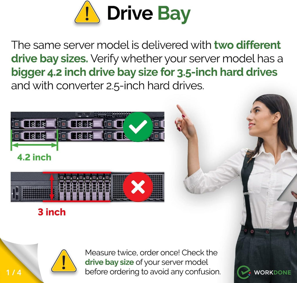 WORKDONE 3.5" Hard Drive Caddy Tray KG1CH with 2.5" HDD SSD Adapter 9W8C4