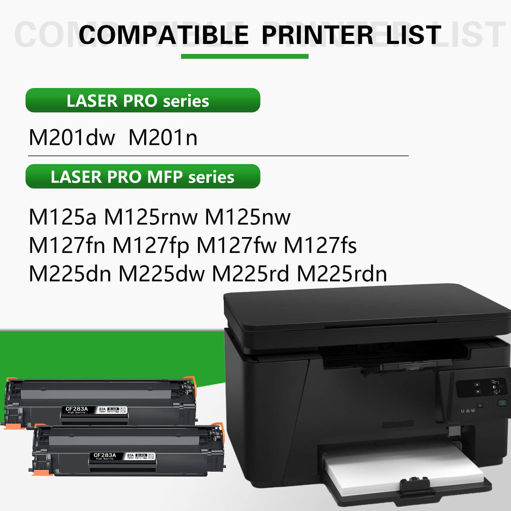 83A Black Toner Cartridge 2-Pack Replacement for HP 83A CF283A 83X CF283X