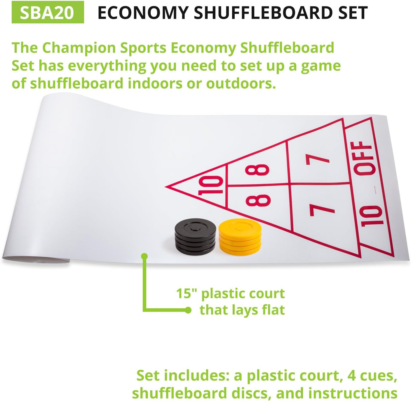 Shuffleboard Set (Cues & Pucks Included) - Easy Setup Indoor/Outdoor Group Game up to 4 Players – Multiple Styles