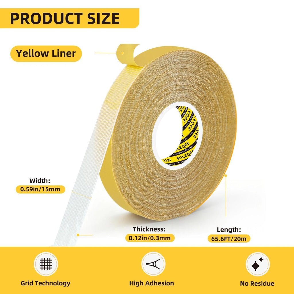 High Tack Double Sided Tape Heavy Duty Grid Mesh Stick,5Pack x 0.59" x 66FT