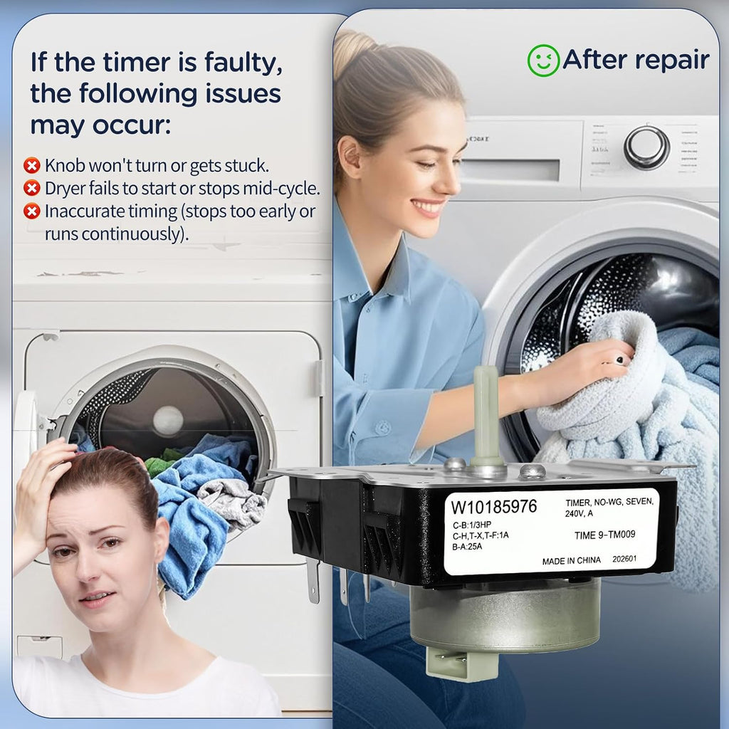 W10185976 WPW10185976 W10185976e Dryer Timer Compatible with Kenmore 11069422801 11060022010, 1106062110, 11061402311, 110.60022010, 110.69422801, Whirlpool WED4700YQ0, WED4890XQ0, WED4890XQ1