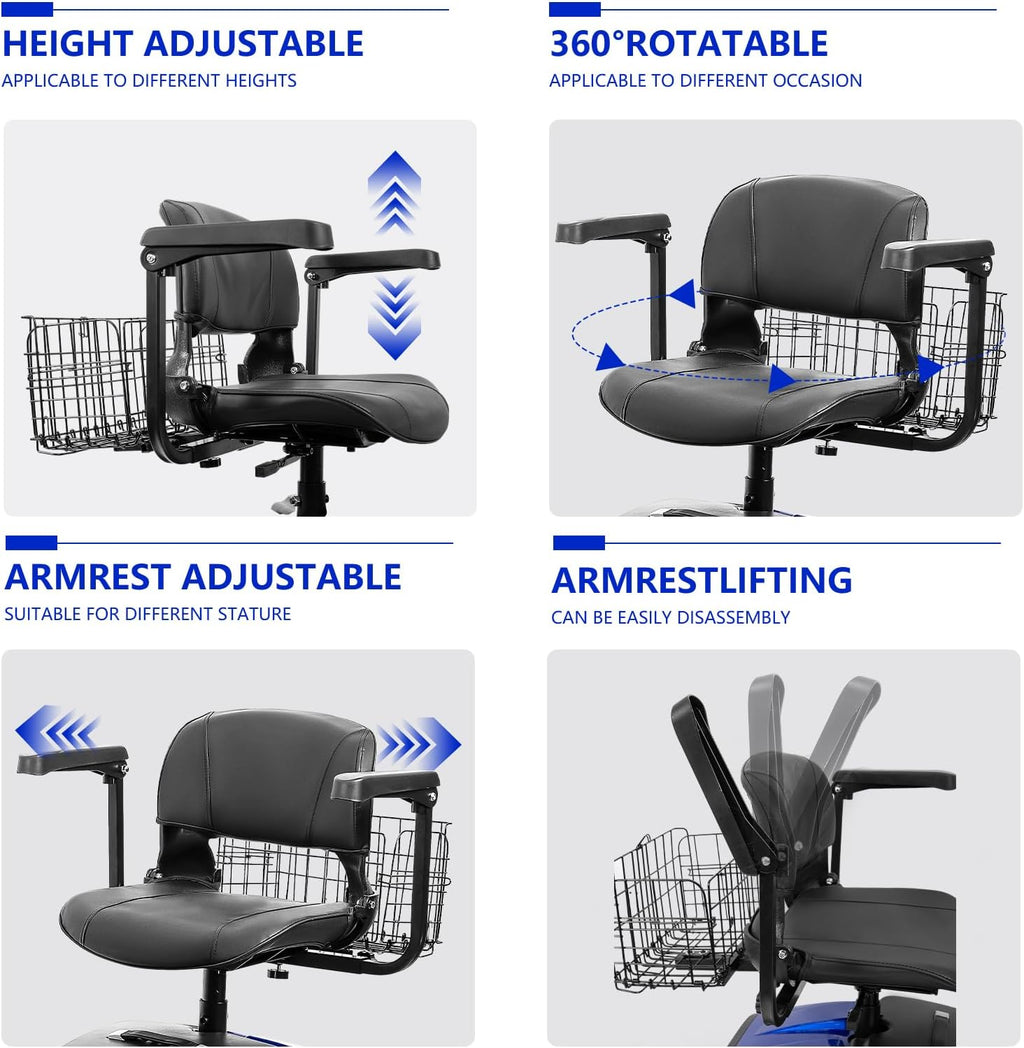 4 Wheel Electric Power Mobility Scooter for Adults, Electric Scooter for Seniors Folding Mobility Scooter -Max Speed