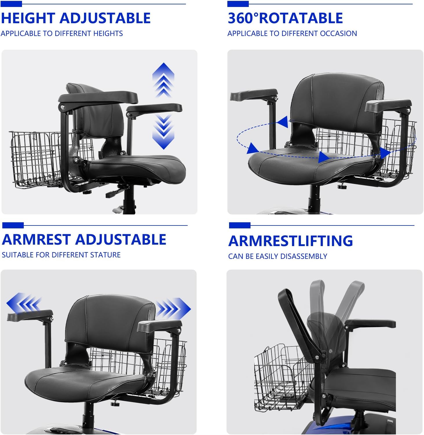 4 Wheel Electric Power Mobility Scooter for Adults, Electric Scooter for Seniors Folding Mobility Scooter -Max Speed