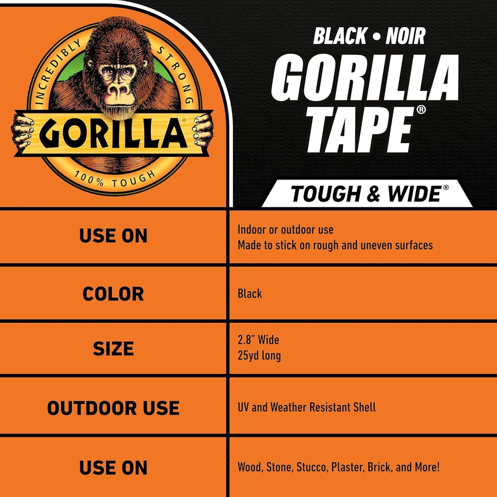 6003001 Tough & Wide Duct Tape, 30yd, Black